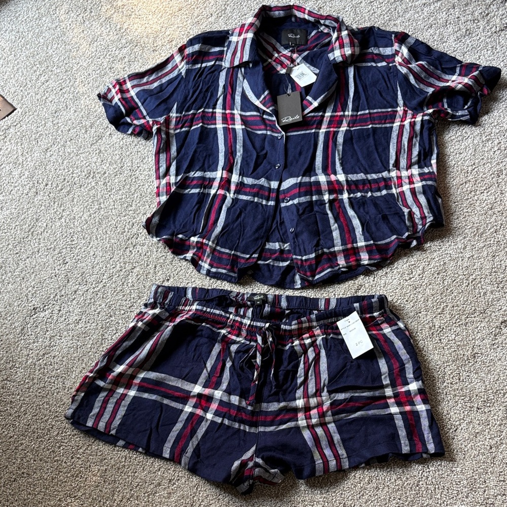Rails Plaid Button-Up pajama shorts set